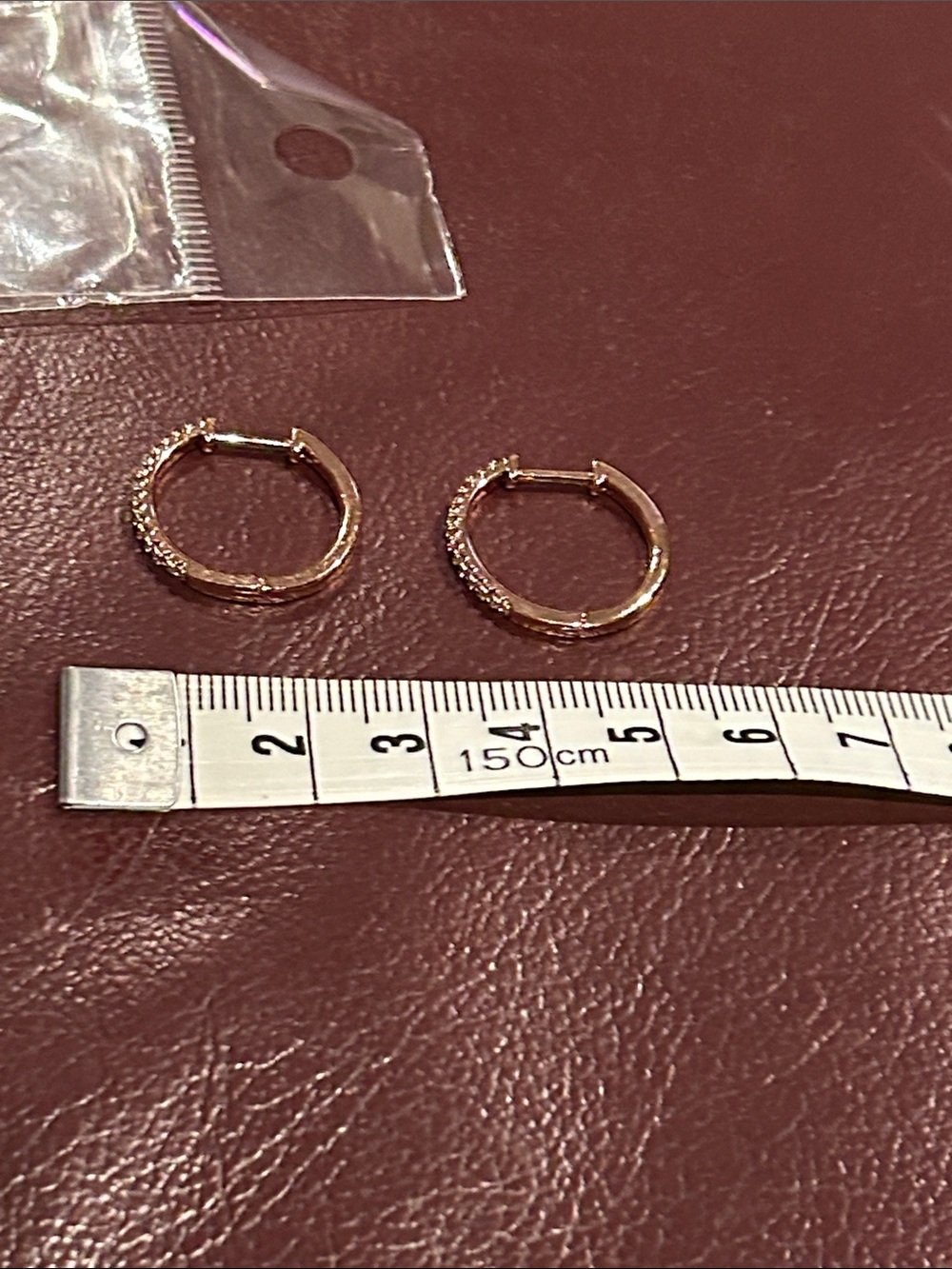 18k Rose Gold Plated Pave CZ Hoop Earrings for Women 20MM/.75 Inches - Picture 6 of 6